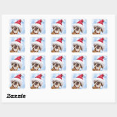 Dog met Big Santa Hat Vierkante Sticker (Vel)