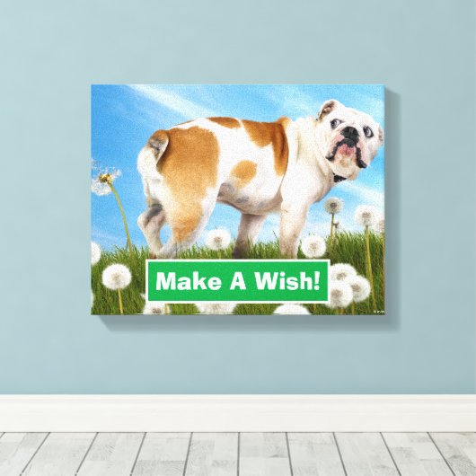 Dog met Dandelion Canvas Afdruk (Insitu (Houten vloer))