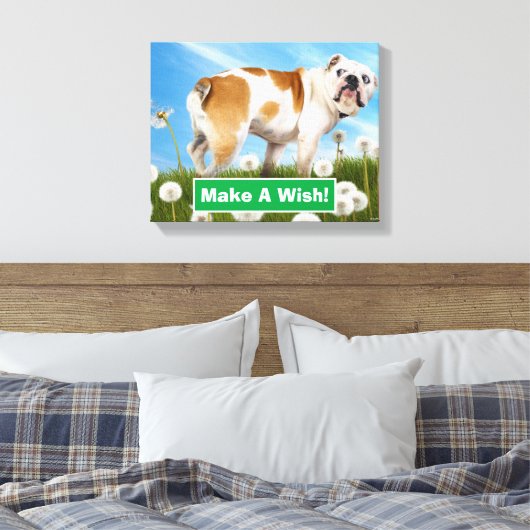 Dog met Dandelion Canvas Afdruk (Insitu (Slaapkamer))