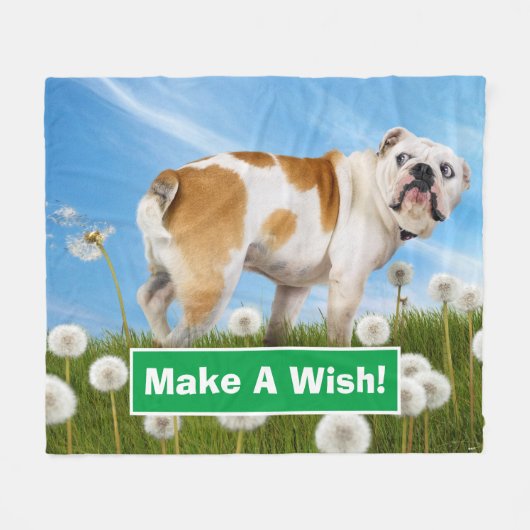 Dog met Dandelion Fleece Deken (Voorkant (Horizontaal))