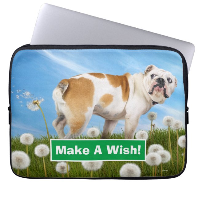 Dog met Dandelion Laptop Sleeve (Voorkant)