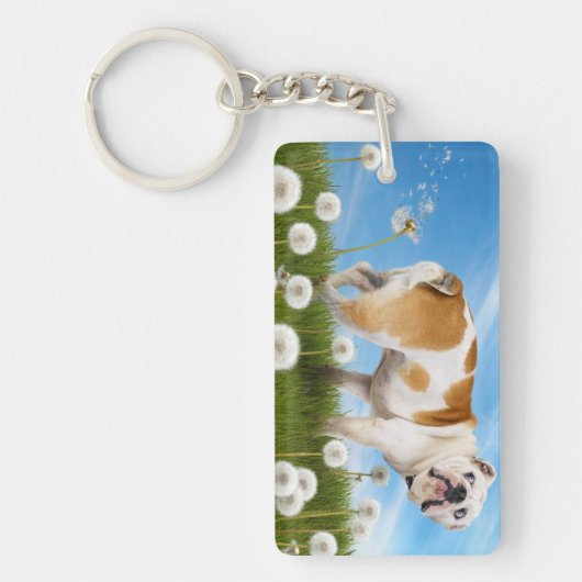 Dog met Dandelion Sleutelhanger (Voorkant)