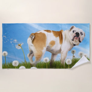 Dog met Dandelion Strandlaken