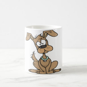 Dog met een grappig verwarde koffiemok