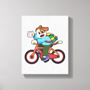 Dog met fiets canvas afdruk