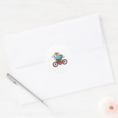 Dog met fiets ronde sticker (Envelop)