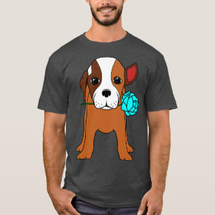 Dog met oor en blauw Roos T-shirt