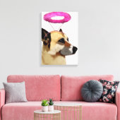 Dog met roze halo canvas afdruk (Insitu (Woonkamer))