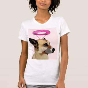 Dog met roze halo t-shirt