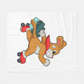Dog met schaatsen van Roller Fleece Deken (Voorkant (Horizontaal))