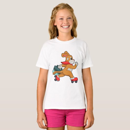 Dog met schaatsen van Roller T-shirt (Voorkant volledig)