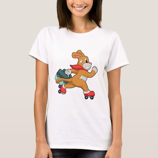 Dog met schaatsen van Roller T-shirt (Voorkant)
