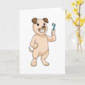 Dog met tandenborstel kaart (Gele Bloem)