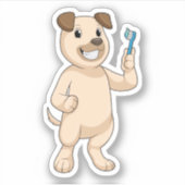 Dog met tandenborstel sticker (Voorkant)