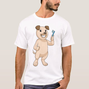 Dog met tandenborstel t-shirt
