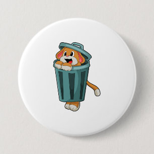 Dog met Trashcan Ronde Button 7,6 Cm