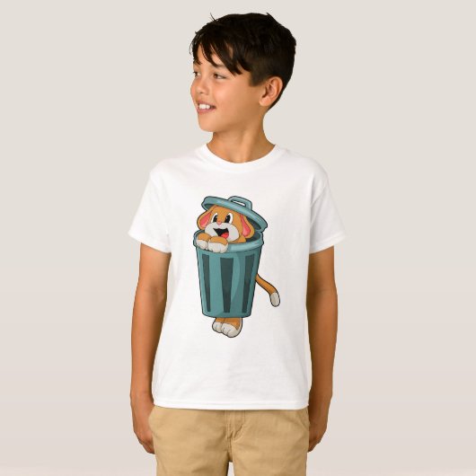 Dog met Trashcan T-shirt (Voorkant volledig)