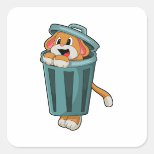 Dog met Trashcan Vierkante Sticker