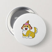 Dog met wafelijs ronde button 7,6 cm (Voorkant /achterkant)