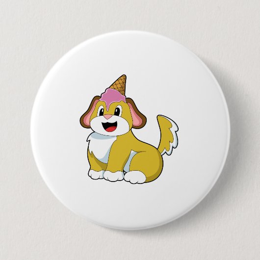 Dog met wafelijs ronde button 7,6 cm (Voorkant)