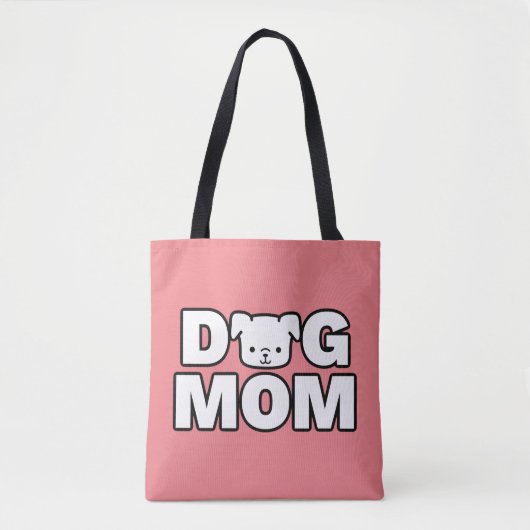 DOG MOM Canvas tas (roze) (Voorkant)
