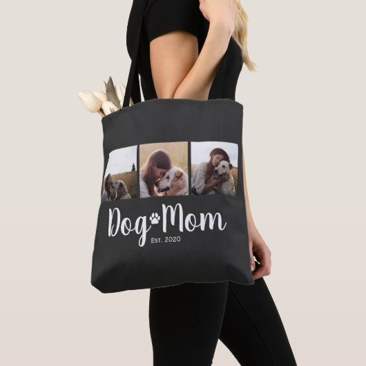 Dog Mom Established Script Black 3 Photo  Draagtas (Dichtbij)