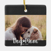 Dog Mom Established Script Photo Keramisch Ornament (Voorkant)