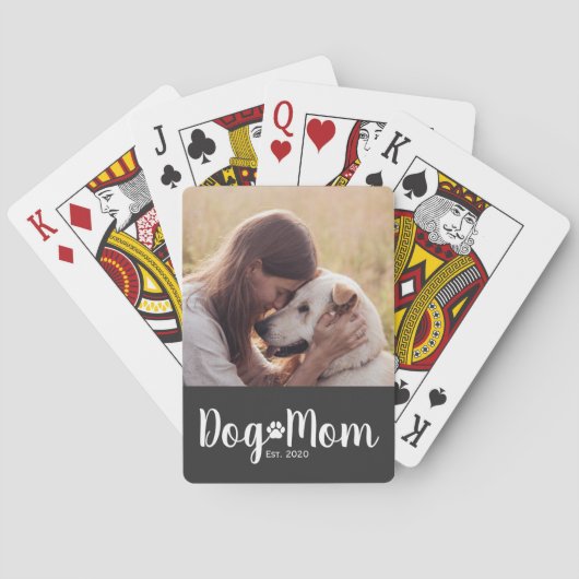 Dog Mom Established Script Photo Pokerkaarten (Achterkant)