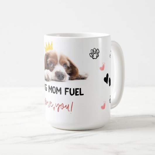 Dog Mom Fuel - Schattigee Puppy Mok met poten en h (Voorkant rechts)