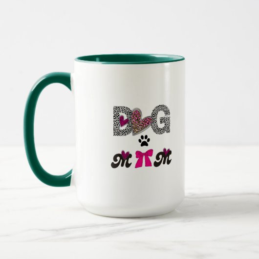 Dog Mom Leopard Heart Mug -Mom Lover Gift  (Gauche)