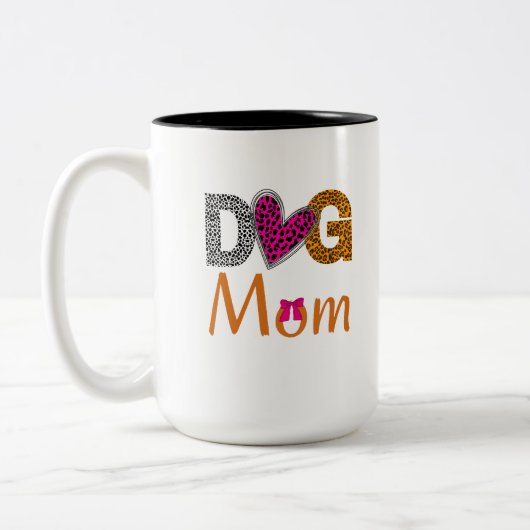 Dog Mom Leopard Print/Trending Dog  Lover Gift Tweekleurige Koffiemok (Links)