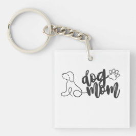 Dog Mom Line Art Design | minimalistisch Hondenlie Sleutelhanger
