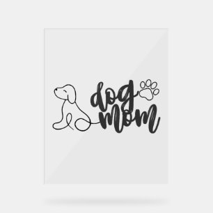 Dog Mom Line Art Design Minimalistisch Hondenliefh Acryl Bord