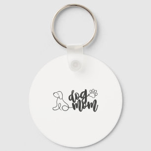 Dog Mom Line Art Design Minimalistisch Hondenliefh Sleutelhanger