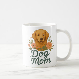 Dog Mom Mug – Golden Retriever Floral Design – Cut Koffiemok