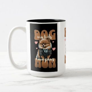 Dog Mom Mug – Minimalist Design – Stylish Pet Love Tweekleurige Koffiemok
