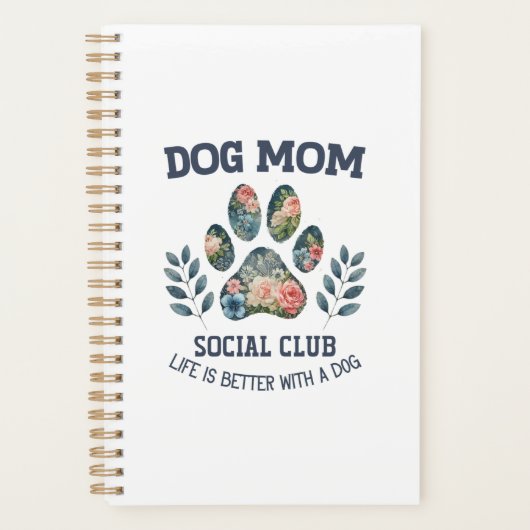 Dog Mom Paw Floral Planner (Voorkant)