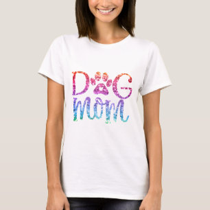 Dog Mom Rainbow Glitter Schattige T-shirt