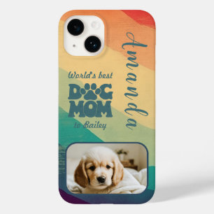 Dog Mom Retro Groovy Gepersonaliseerde foto Case-Mate iPhone 14 Hoesje