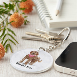 Dog Mum/Mum Labradoodle Key Ring Personeelsformati Sleutelhanger