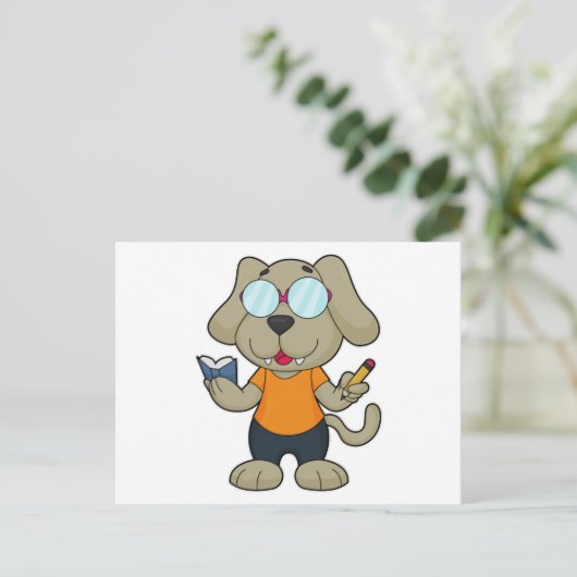 Dog Nerd Book Glasses Briefkaart (Staand voorkant)