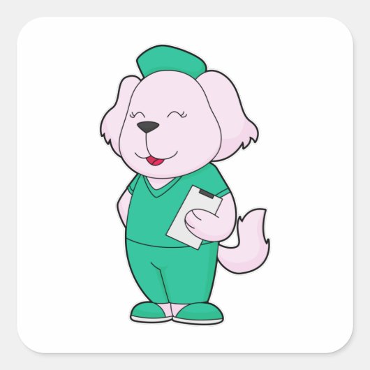 Dog Nurse Vierkante Sticker (Voorkant)