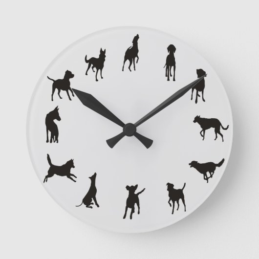 Dog O-Clock Dog Wall Clock Ronde Klok (Voorkant)