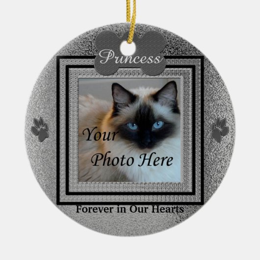 Dog of Cat Memorial Custom Silver Keramisch Ornament (Voorkant)