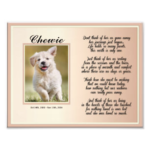 Dog of Cat Vrouw Pet Memorial met gedicht Foto Afdruk