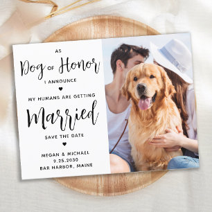 Dog of Honor Dog Wedding Save the Date Aankondigingskaart