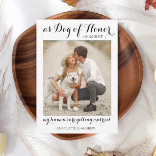 Dog of Honor Pet Wedding Modern Verloving Aankondiging