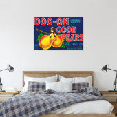 Dog on Good Pears Pear Crate LabelSuisun, CA Canvas Afdruk (Insitu (Slaapkamer))