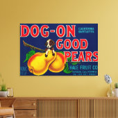Dog on Good Pears Pear Crate LabelSuisun, CA Canvas Afdruk (Insitu (Woonkamer))