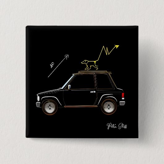 Dog on Wall Street Petra Gliff Square Button (Voorkant)